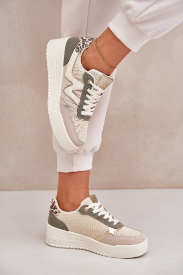 scarpe da ginnastica Femminile con una piattaforma con motivi di pelliccia di leopardo colore verde Lorori