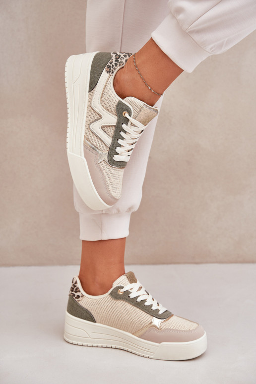 scarpe da ginnastica Femminile con una piattaforma con motivi di pelliccia di leopardo colore verde Lorori