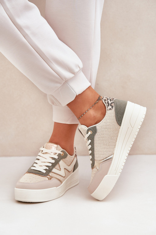 scarpe da ginnastica Femminile con una piattaforma con motivi di pelliccia di leopardo colore verde Lorori