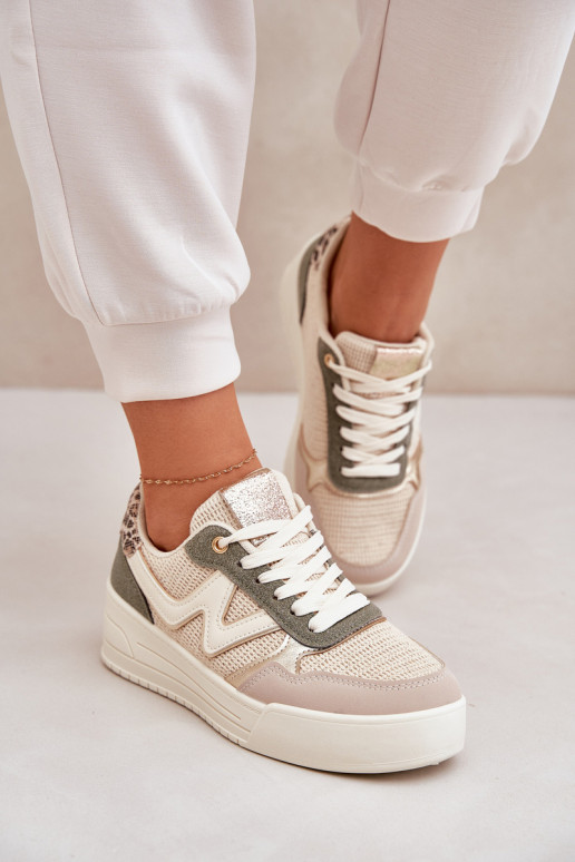 scarpe da ginnastica Femminile con una piattaforma con motivi di pelliccia di leopardo colore verde Lorori