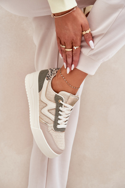 scarpe da ginnastica Femminile con una piattaforma con motivi di pelliccia di leopardo colore verde Lorori