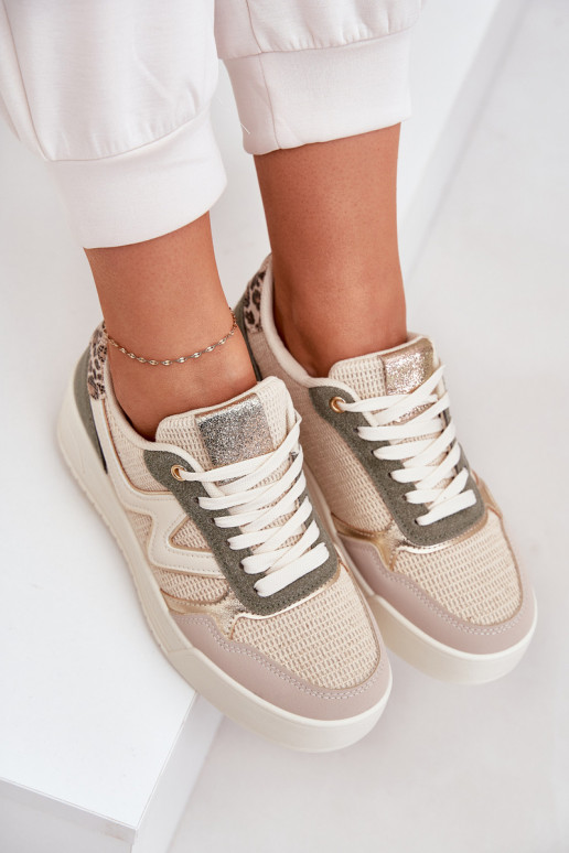 scarpe da ginnastica Femminile con una piattaforma con motivi di pelliccia di leopardo colore verde Lorori