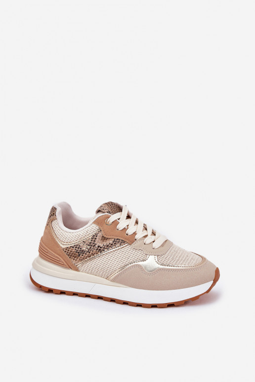 scarpe da ginnastica Femminile con una piattaforma Elegantello animale beige Davinara
