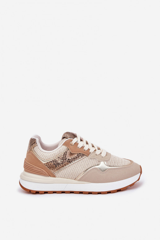 scarpe da ginnastica Femminile con una piattaforma Elegantello animale beige Davinara