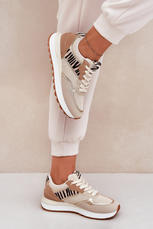 scarpe da ginnastica Femminile con una piattaforma Zebra beige Davinara