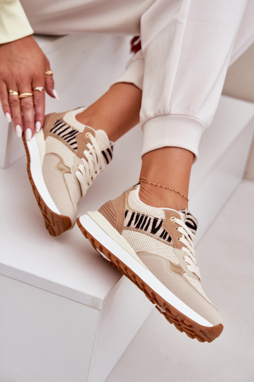 scarpe da ginnastica Femminile con una piattaforma Zebra beige Davinara