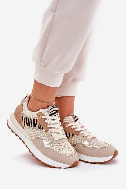 scarpe da ginnastica Femminile con una piattaforma Zebra beige Davinara