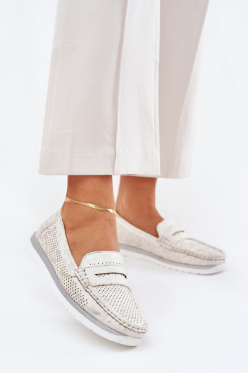 Mocassini da donna in eco pelle color argento Bralithia 2