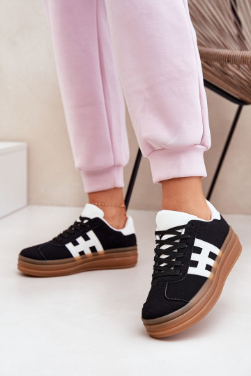 Scarpe sneakers donna con piattaforma nere Syliyana