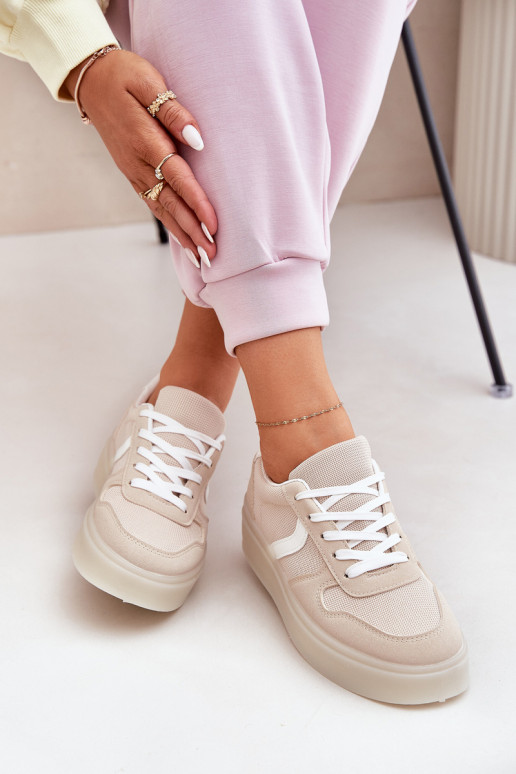 Basso Scarpe modello sneakers Femminile con una piattaforma beige Telmira