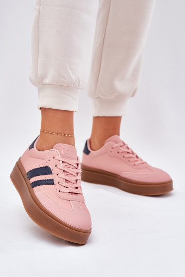 Scarpe sneakers donna con piattaforma in ecopelle rosa Ediriella