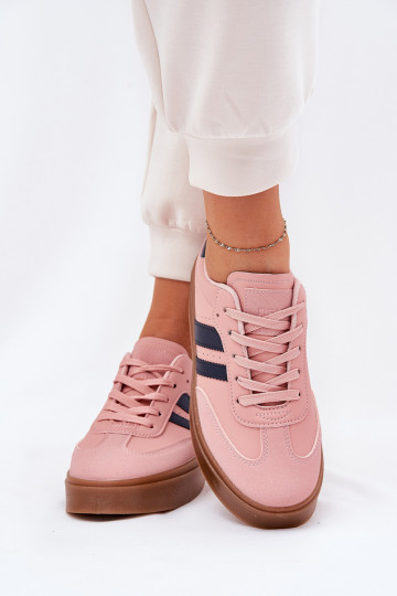 Scarpe sneakers donna con piattaforma in ecopelle rosa Ediriella 2