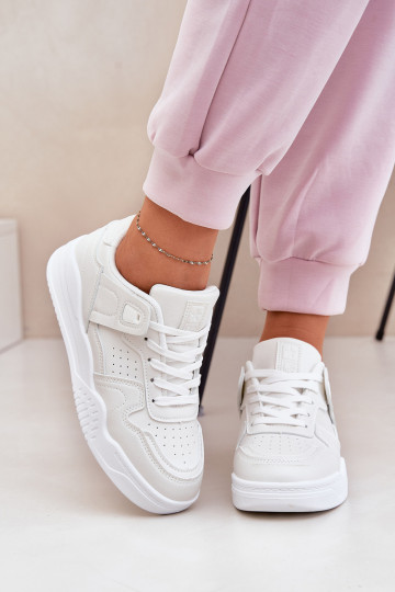 Scarpe sportive sneakers donna con piattaforma in ecopelle bianche Telisiria 2