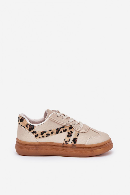 Femminile Scarpe modello sneakers con una piattaforma con motivi di pelliccia di leopardo beige Totter
