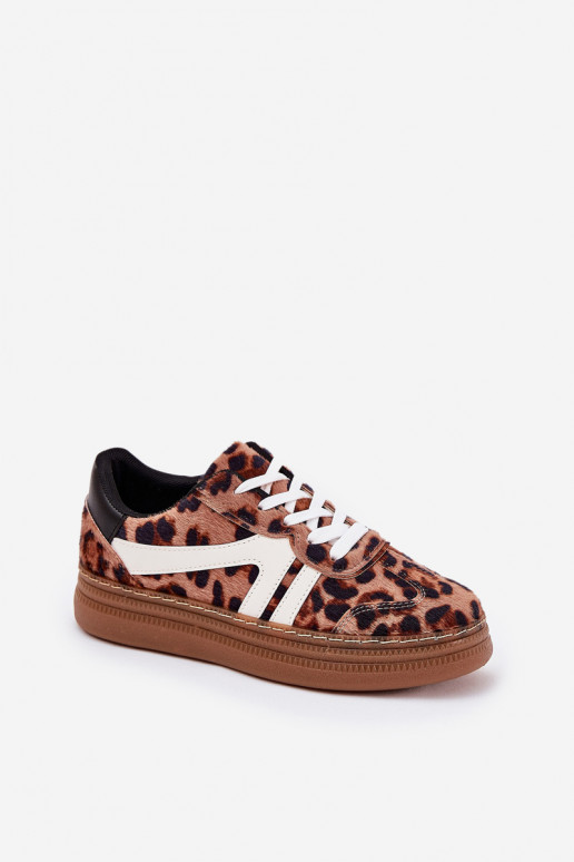 Femminile Scarpe modello sneakers con una piattaforma con motivi di pelliccia di leopardo colore marrone Totter