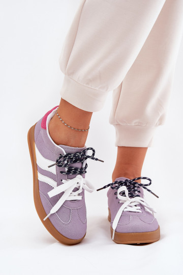 Scarpe sneakers basse donna con chiusura a lacci viola Ventus