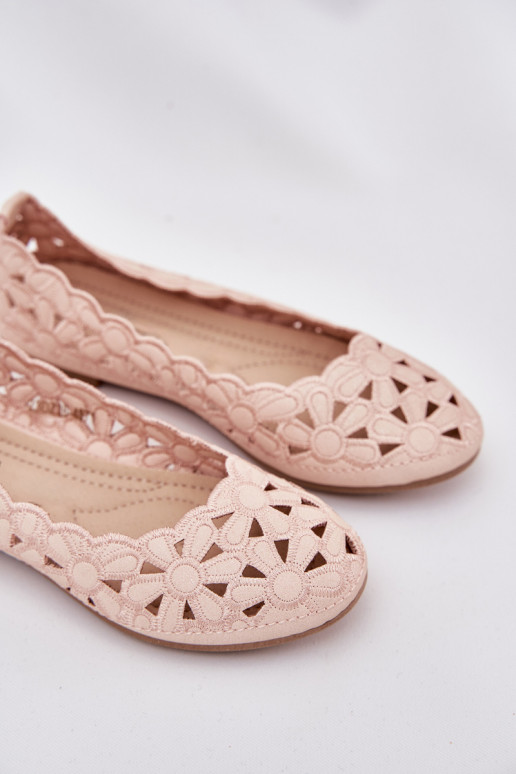 con elementi traforati ballerine Infantile con lucentezza colore rosa Zindira