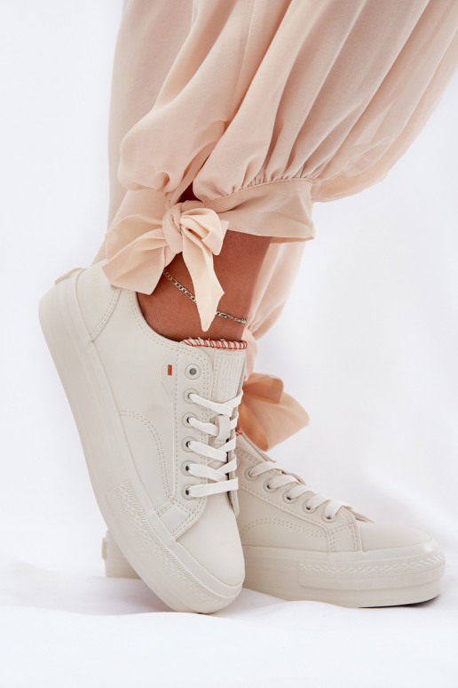 Scarpe per il tempo libero con una piattaforma in ecopelle Big Star RR274A297 colore avorio