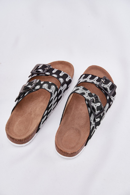 Pantofole da donna con fibbie E glitter S.Barski RB51-006 colore nero