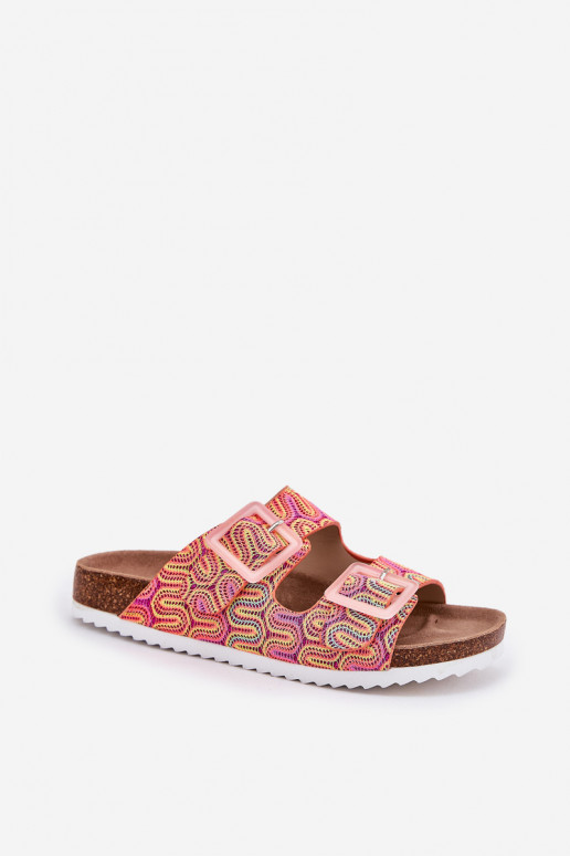 Pantofole da donna con fibbie E glitter S.Barski RB51-006 colore arancione