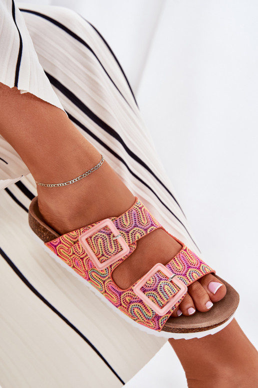 Pantofole da donna con fibbie E glitter S.Barski RB51-006 colore arancione