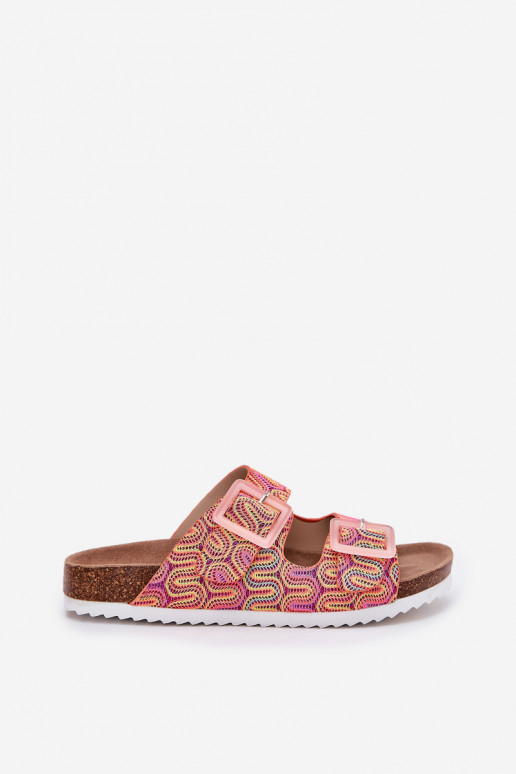 Pantofole da donna con fibbie E glitter S.Barski RB51-006 colore arancione