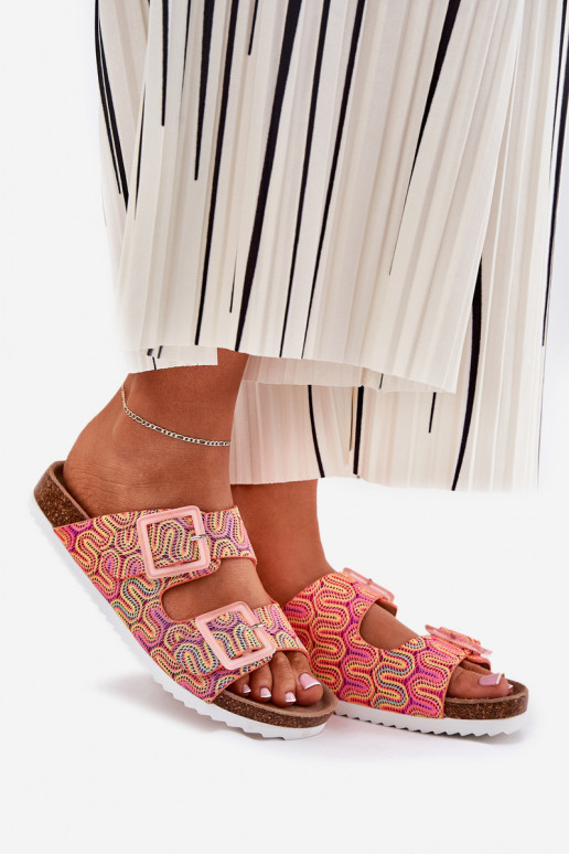 Pantofole da donna con fibbie E glitter S.Barski RB51-006 colore arancione