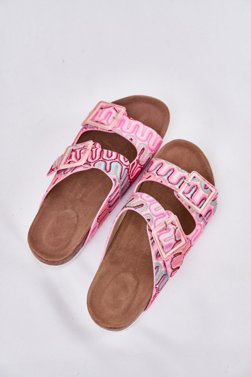 Pantofole da donna con fibbie E glitter S.Barski RB51-006 colore rosa