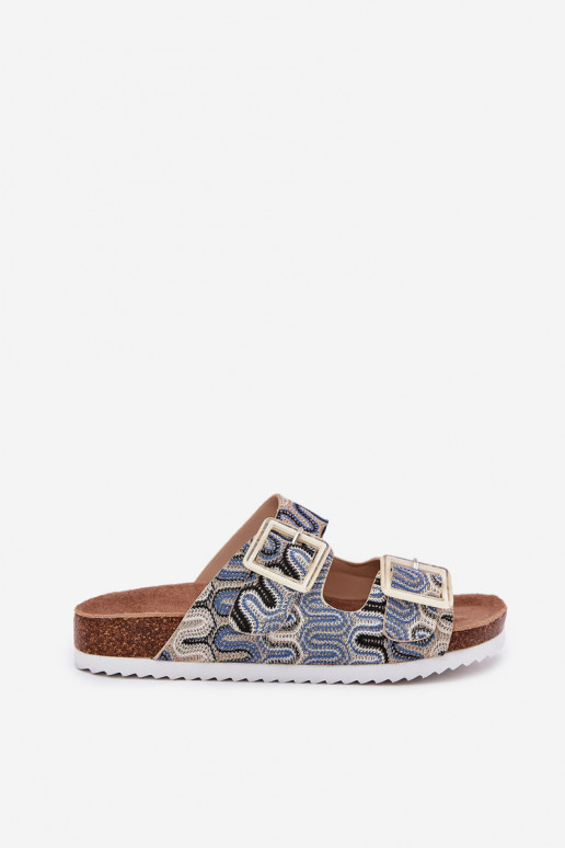 Pantofole da donna con fibbie E glitter S.Barski RB51-006 beige