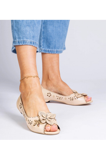 Ballerine a rete beige con...