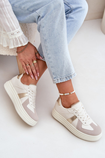 Scarpe sneakers in ecopelle da donna con piattaforma sabbia Goriette