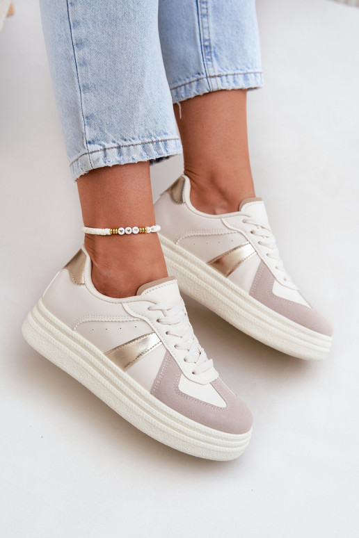 Eko Pelle Scarpe modello sneakers Femminile con una piattaforma beige Goriette