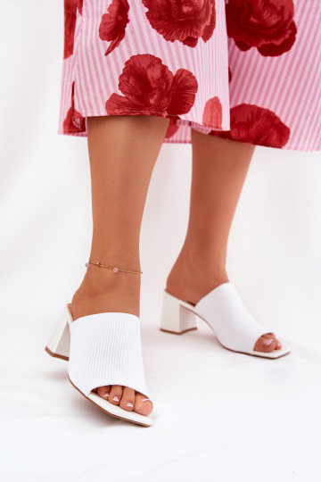 Pantofole da donna con i tacchi Typu Słupek Colore bianco INenilan 2