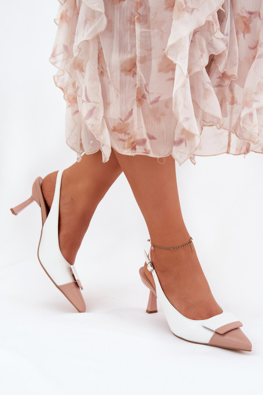 Stile elegante scarpe col tacco alto con ornamenti Eko Pelle Colore bianco Ottoles