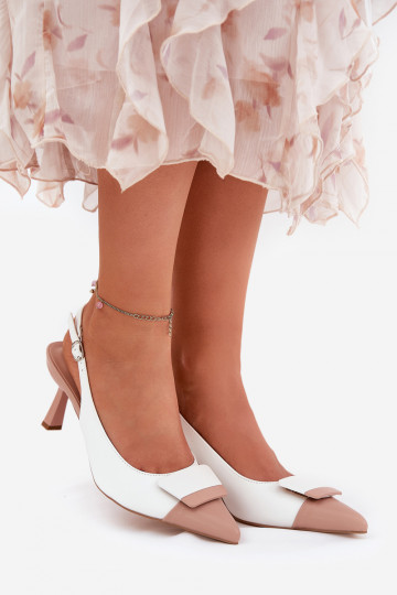 Stile elegante scarpe col tacco alto con ornamenti Eko Pelle Colore bianco Ottoles 2