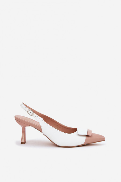 Stile elegante scarpe col tacco alto con ornamenti Eko Pelle Colore bianco Ottoles