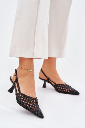 scarpe col tacco alto Ze Szpiczastym Noskiem I Odkrytą Piętą colore nero Umirana