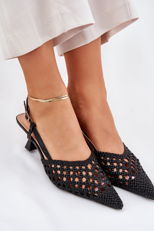 scarpe col tacco alto Ze Szpiczastym Noskiem I Odkrytą Piętą colore nero Umirana