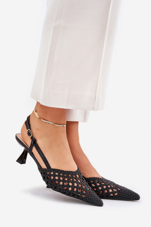 scarpe col tacco alto Ze Szpiczastym Noskiem I Odkrytą Piętą colore nero Umirana