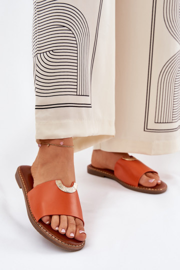Pantofole da donna Eko Pelle Con decorazionii Detalami colore arancione Mevith 2