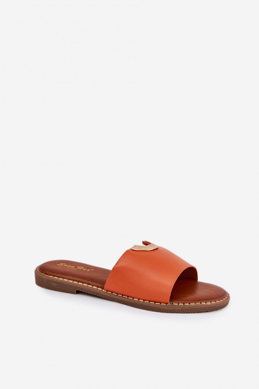 Pantofole da donna Eko Pelle Con decorazionii Detalami colore arancione Mevith