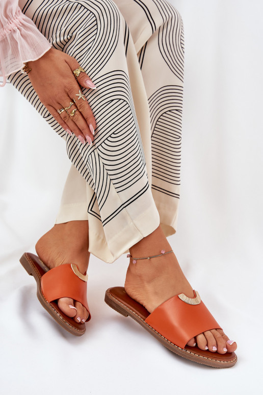 Pantofole da donna Eko Pelle Con decorazionii Detalami colore arancione Mevith