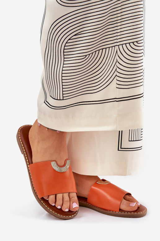 Pantofole da donna Eko Pelle Con decorazionii Detalami colore arancione Mevith