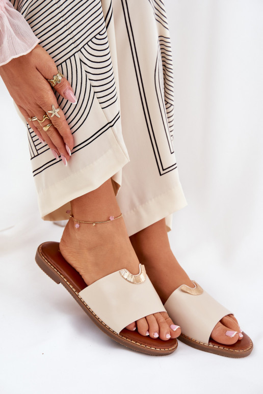 Pantofole da donna Eko Pelle Con decorazionii Detalami beige Mevith