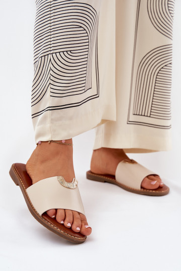 Pantofole da donna Eko Pelle Con decorazionii Detalami beige Mevith 2