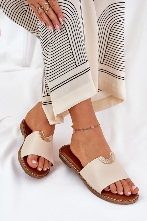 Pantofole da donna Eko Pelle Con decorazionii Detalami beige Mevith