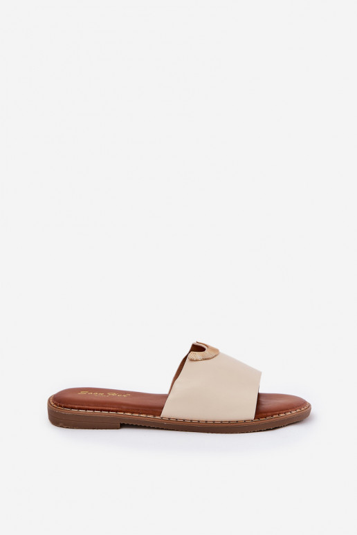 Pantofole da donna Eko Pelle Con decorazionii Detalami beige Mevith