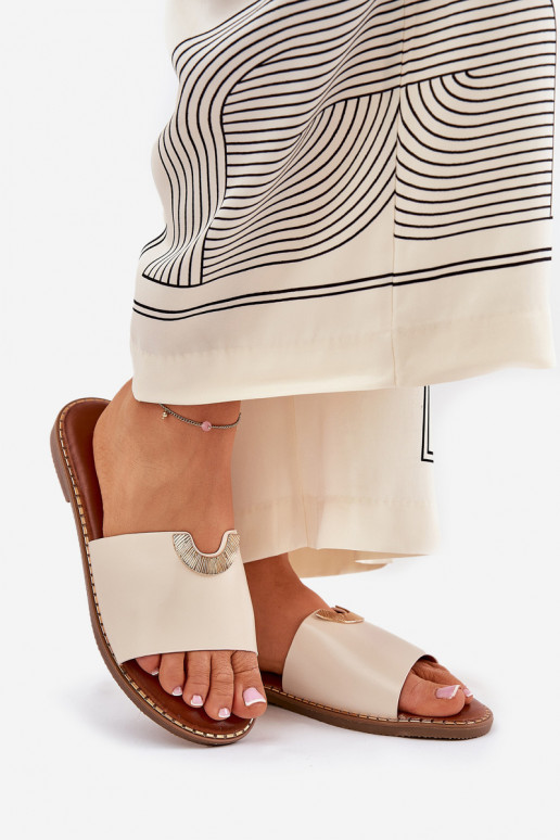 Pantofole da donna Eko Pelle Con decorazionii Detalami beige Mevith