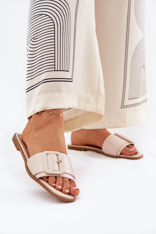 isoscele Pantofole da donna Eko Pelle con fibbie beige Bamma