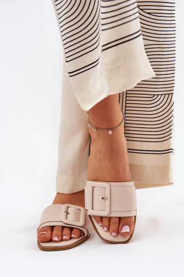 isoscele Pantofole da donna Eko Pelle con fibbie beige Bamma 2